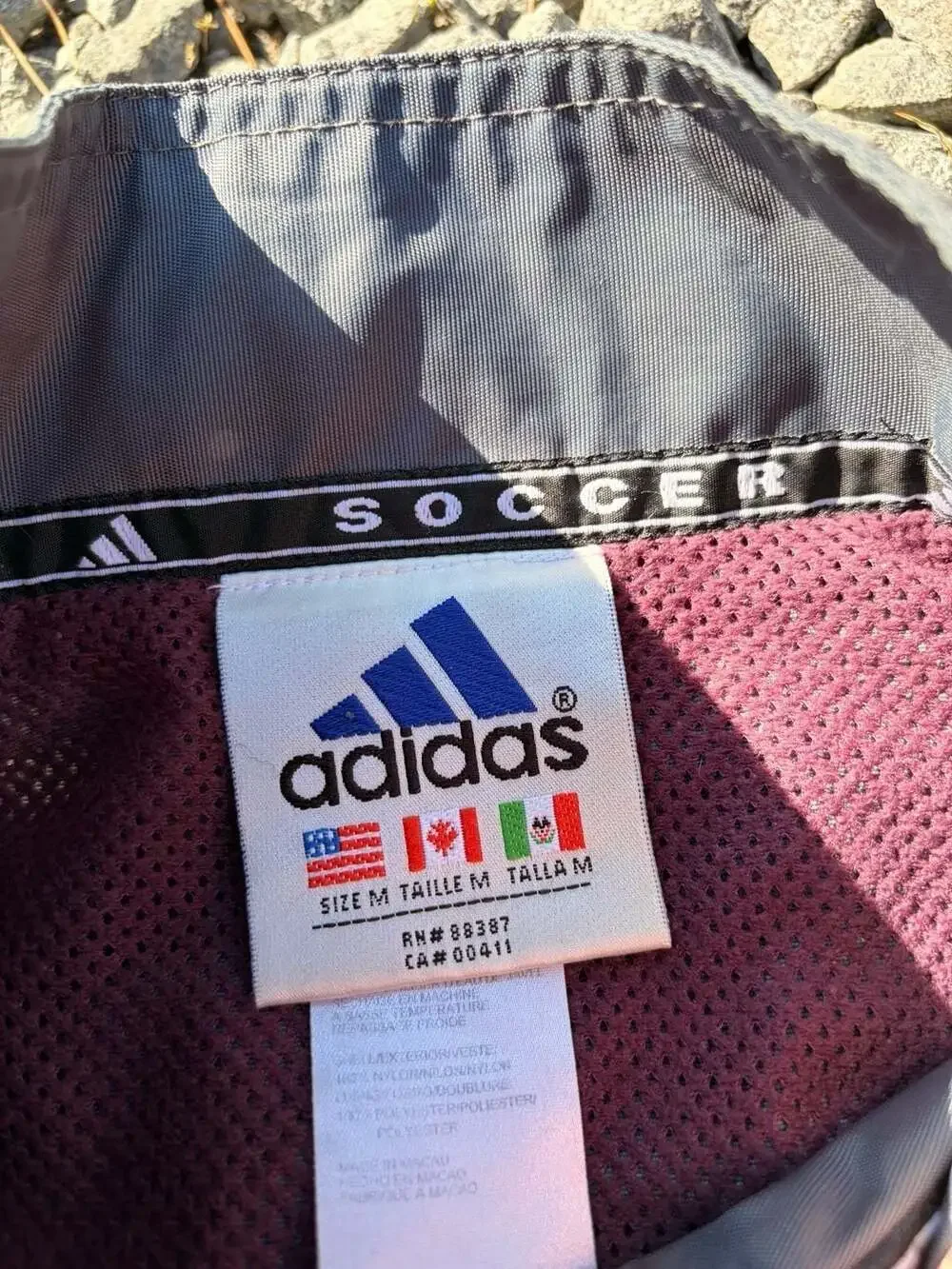 Adidas Soccer Windbreaker Jacket Size M Grey Maroon 90s Quarter Zip